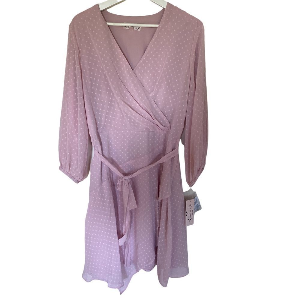 Nanette Lepore NEW dolce pink popcorn polka dot faux wrap belted size 14